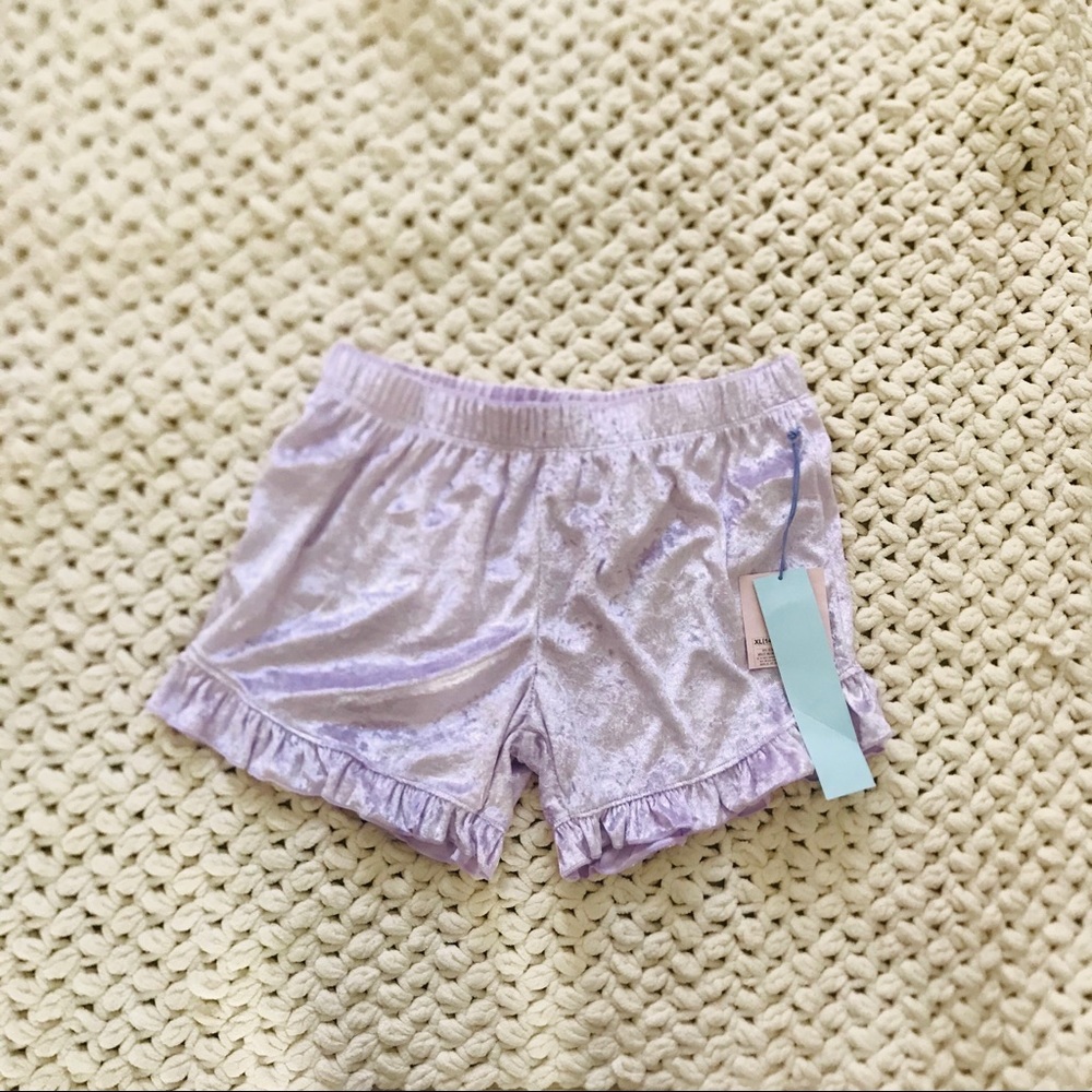 purple velvet shorts